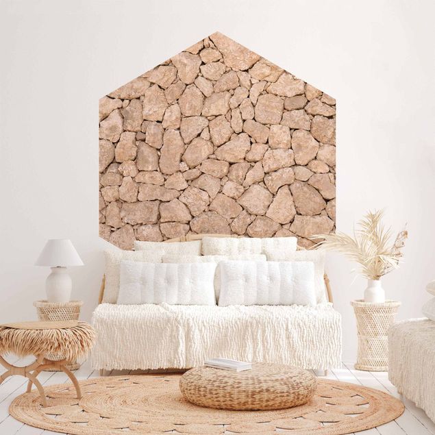 Wanddeko Schlafzimmer Apulia Stone Wall - Alte Steinmauer aus großen Steinen