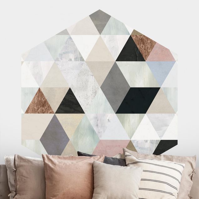 Tapete geometrisch Aquarell-Mosaik mit Dreiecken I