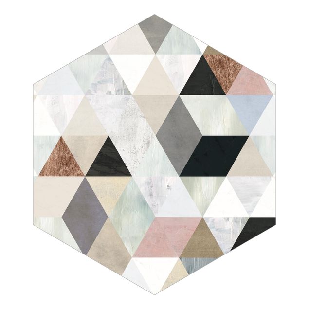 Wanddeko pastell Aquarell-Mosaik mit Dreiecken I