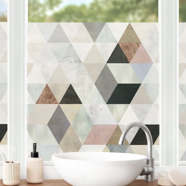 Wanddeko Schlafzimmer Aquarell-Mosaik mit Dreiecken I