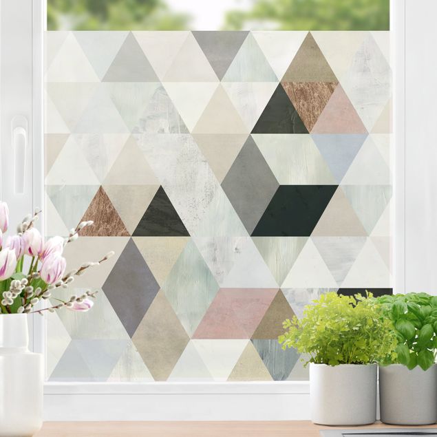 Wanddeko Flur Aquarell-Mosaik mit Dreiecken I