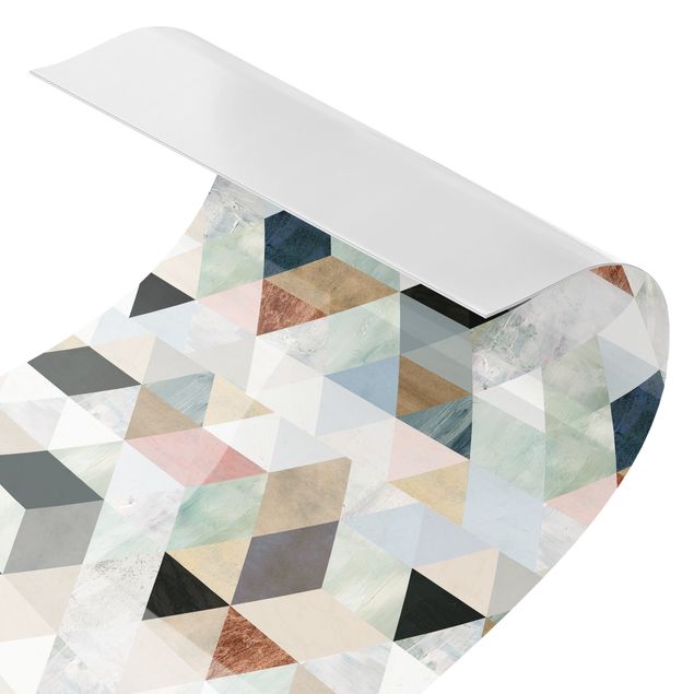 Wohndeko Geometrisch Aquarell-Mosaik mit Dreiecken III