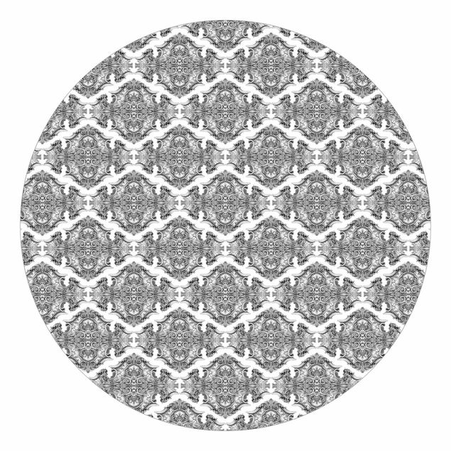 Wanddeko Flur Aquarell Barock Muster mit Ornamenten in Grau