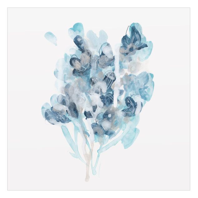 Wanddeko draußen Aquarell Bouquet in blauen Schattierungen
