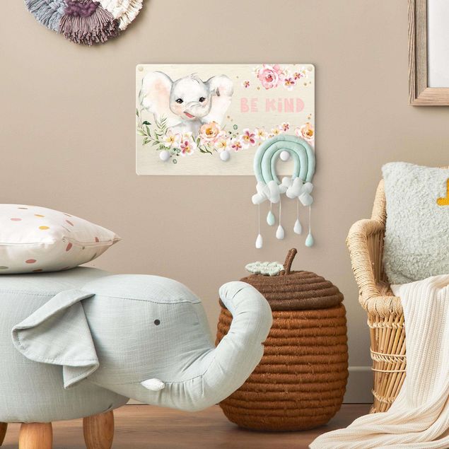Wanddeko Babyzimmer Aquarell Elefant - Be kind