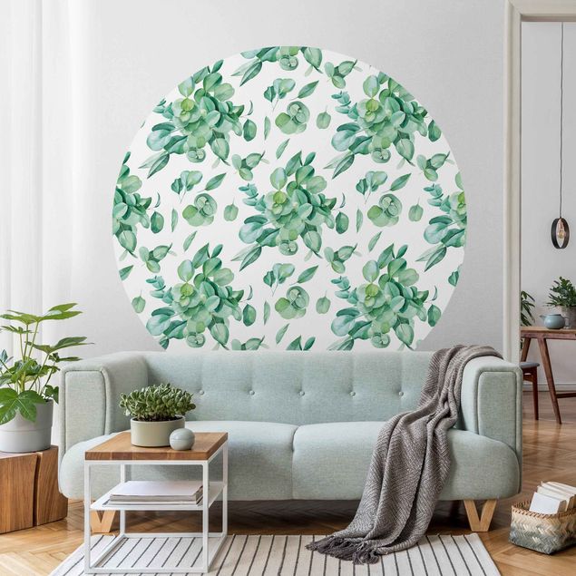 Wanddeko Schlafzimmer Aquarell Eukalyptusbouquet Muster