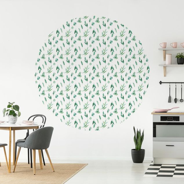 Wanddeko Wohnzimmer Aquarell Eukalyptuszweige Muster