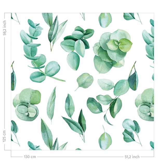Wanddeko Wohnzimmer Aquarell Eukalyptuszweige und Blätter Muster