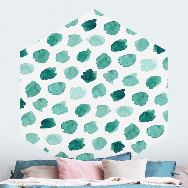 Wanddeko Schlafzimmer Aquarell Kleckse in Mintgrün