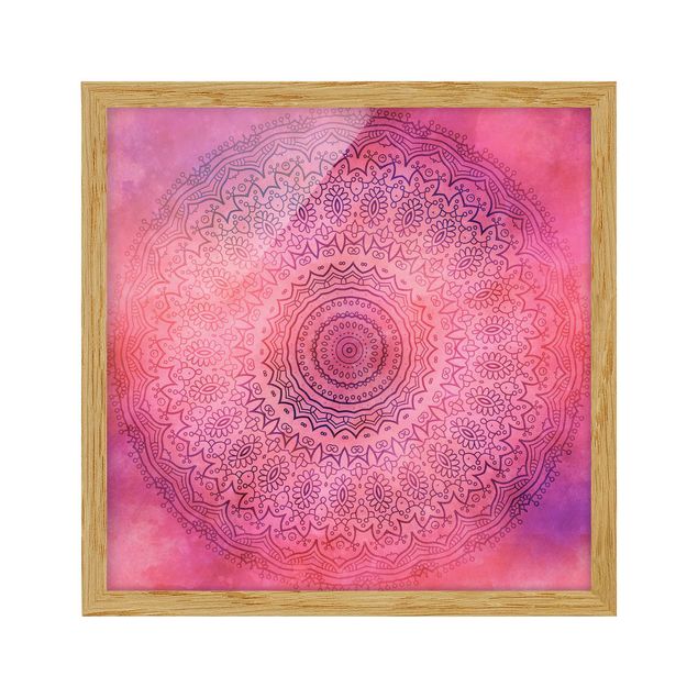 Wanddeko Geometrisch Aquarell Mandala Pink Violett
