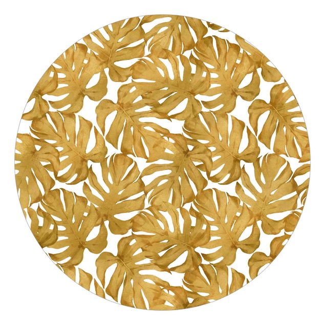 Wanddeko gold Aquarell Monstera Blätter in Gold