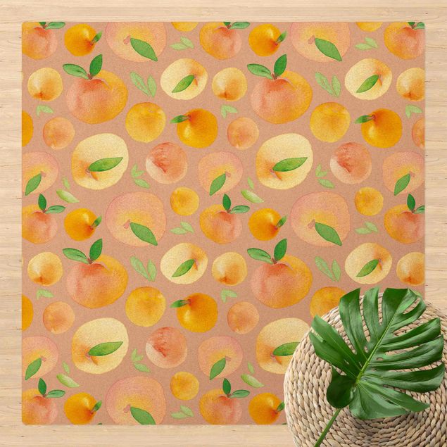 Wanddeko Esszimmer Aquarell Orangen mit Blättern