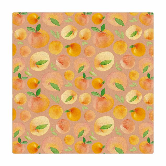 Wanddeko Aquarell Aquarell Orangen mit Blättern