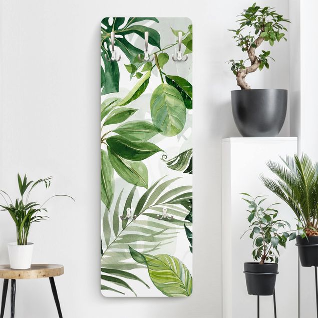 Wanddeko Flur Aquarell Tropische Blätter und Ranken