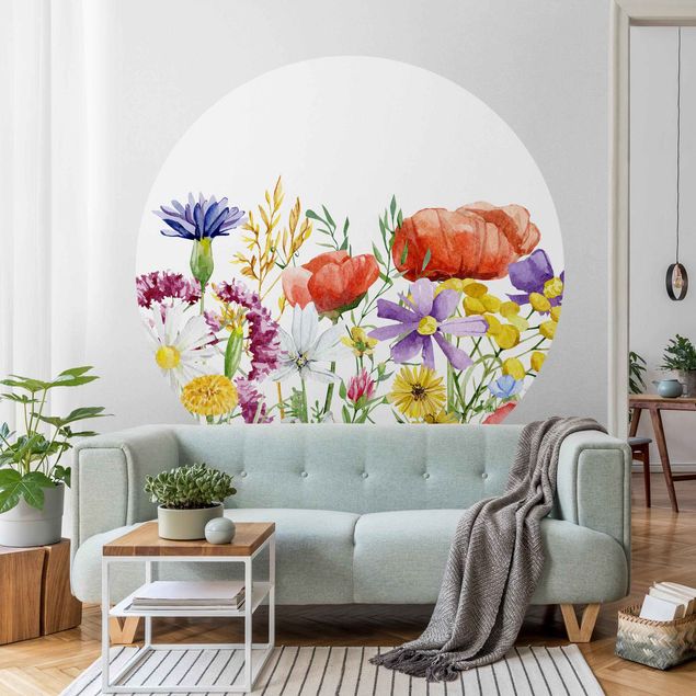 Wanddeko Wohnzimmer Aquarellierte Blumen