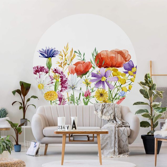 Wanddeko Schlafzimmer Aquarellierte Blumen