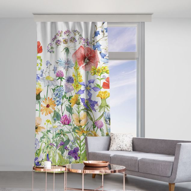 Moderne Vorhänge Aquarellierte Blumenwiese