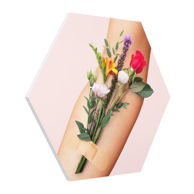 Wanddeko rosa Arm mit Blumen