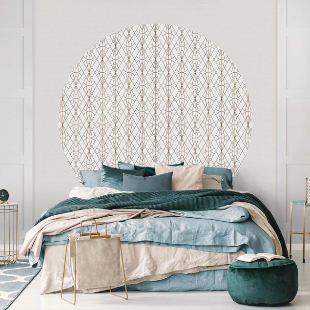 Wanddeko Schlafzimmer Art Deco Diamant Muster in Gold XXL