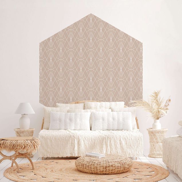 Wanddeko Schlafzimmer Art Deco Diamant Muster vor Beige XXL