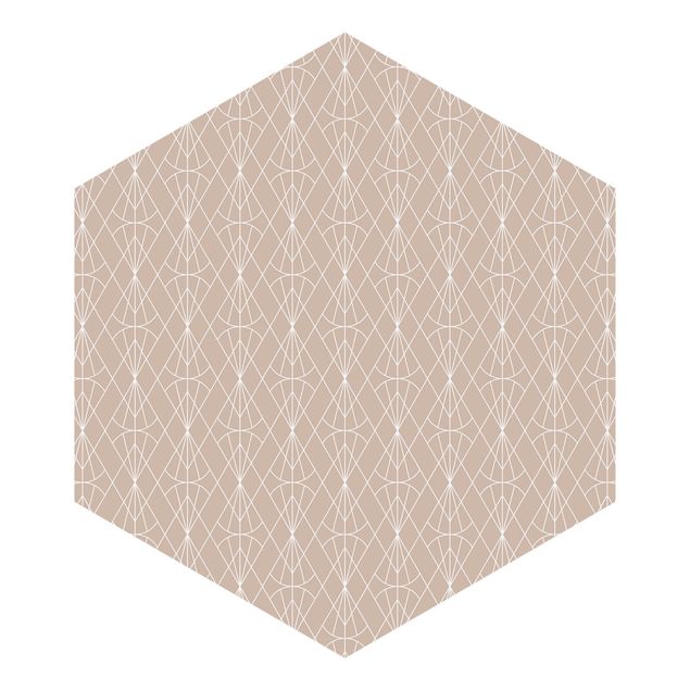 Wanddeko Büro Art Deco Diamant Muster vor Beige XXL