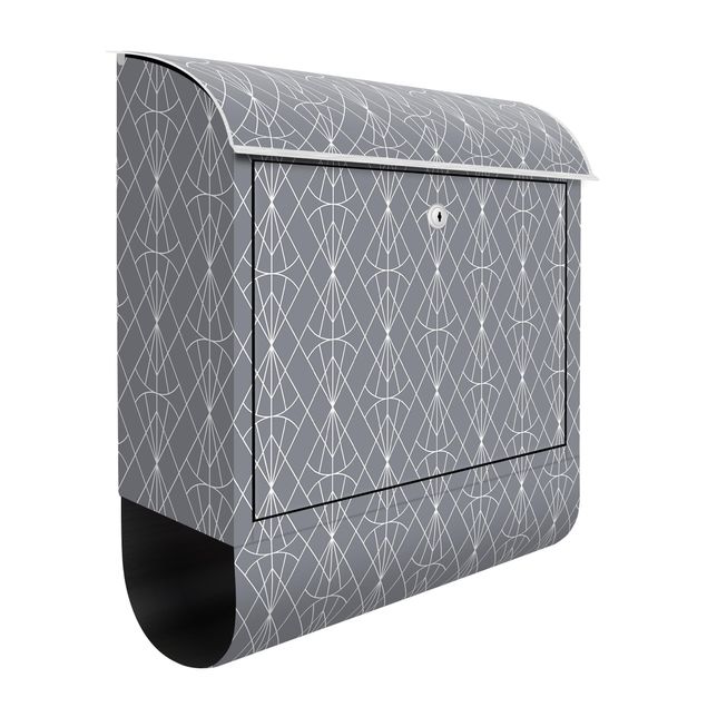 Wanddeko grau Art Deco Diamant Muster vor Grau XXL