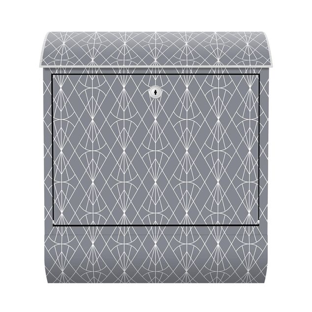 Wohndeko Geometrisch Art Deco Diamant Muster vor Grau XXL