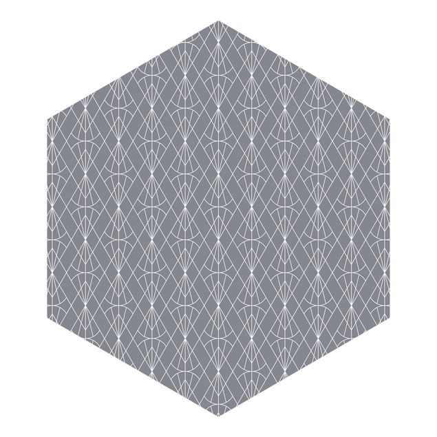 Wanddeko Büro Art Deco Diamant Muster vor Grau XXL