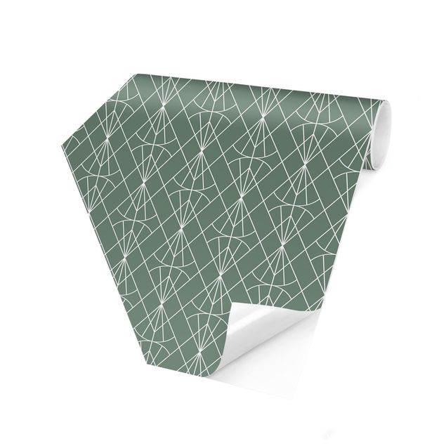 Wanddeko grün Art Deco Diamant Muster vor Grün XXL
