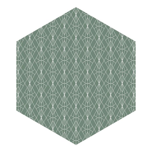 Wanddeko Büro Art Deco Diamant Muster vor Grün XXL
