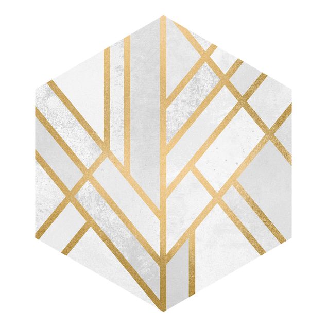 Wanddeko Treppenhaus Art Deco Geometrie Weiß Gold