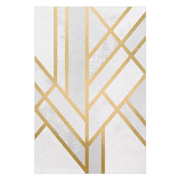 Wanddeko draußen Art Deco Geometrie Weiß Gold
