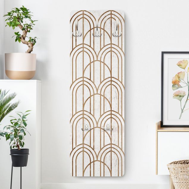Wanddeko Flur Art Deco Muster auf Holz