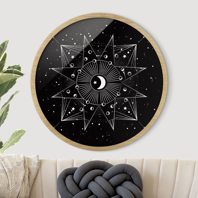 Wanddeko Wohnzimmer Astrologie Mond Magie Schwarz