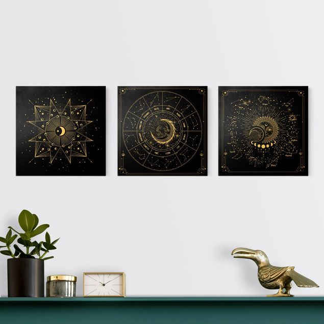 Wanddeko Wohnzimmer Astrologie Mond und Sternzeichen