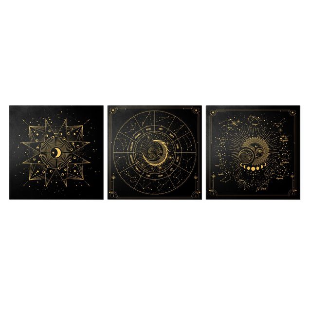 Wanddeko schwarz Astrologie Mond und Sternzeichen