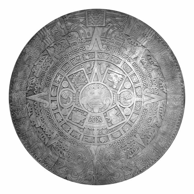 Wanddeko Flur Azteken Ornamentik im Kreis Schwarz-Weiß