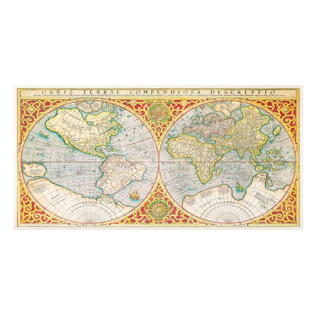 Wanddeko Schlafzimmer Historische Weltkarte Orbis Terrare Compendiosa Descriptio