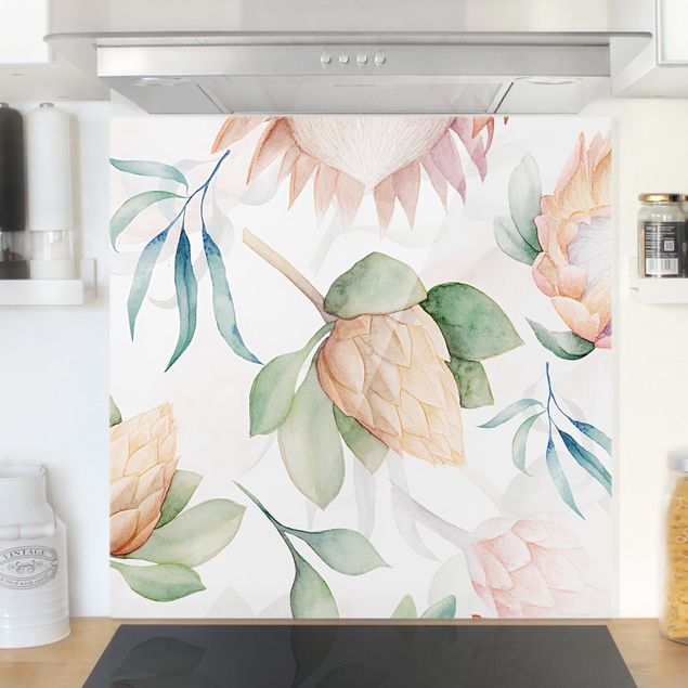 Wanddeko Küche Aquarell Sonnenblumen