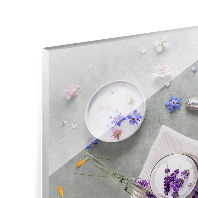 Küchenspiegel Glas Essbare Blüten mit Lavendelzucker