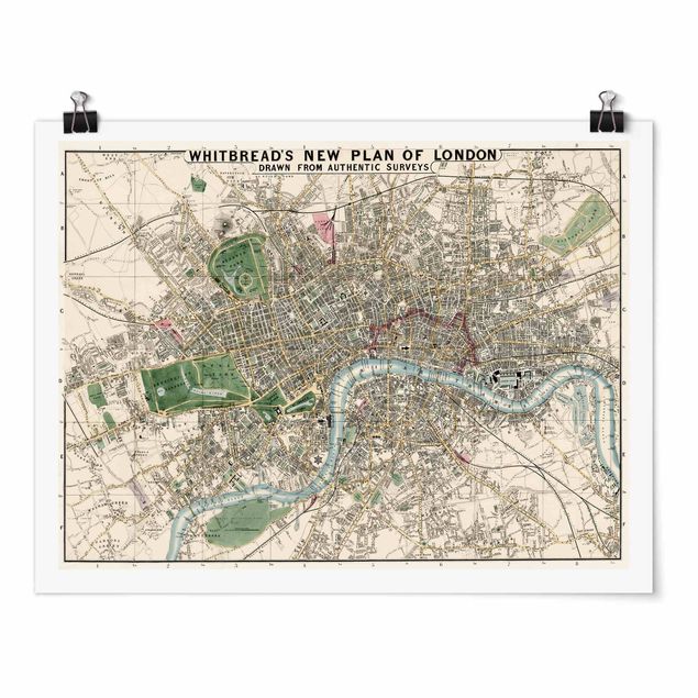 Wanddeko Flur Vintage Stadtplan London