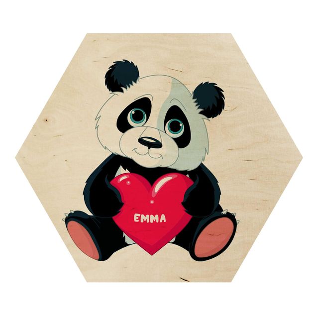 Wanddeko Jungenzimmer Panda mit Herz