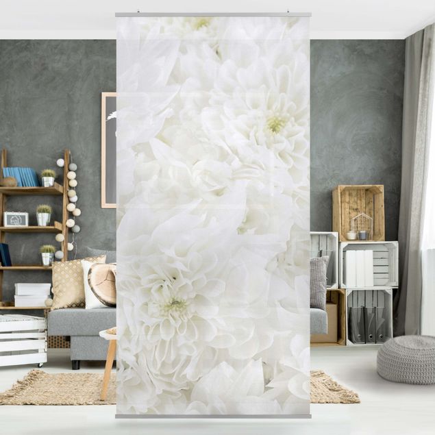 Wanddeko Schlafzimmer Dahlien Blumenmeer weiß