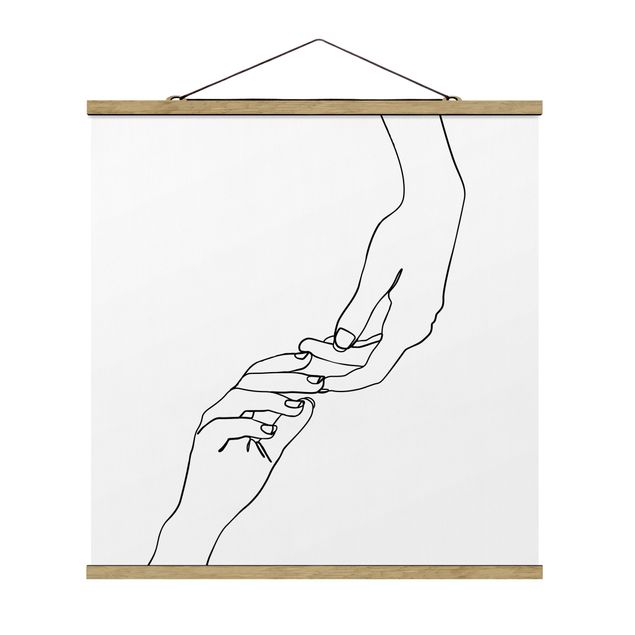 Wanddeko Esszimmer Line Art Hände Berührung Schwarz Weiß