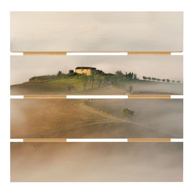 Wanddeko grau Morgennebel in der Toskana