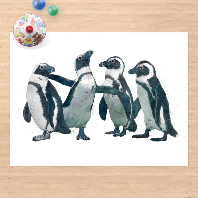 Wanddeko schwarz-weiß Illustration Pinguine Schwarz Weiß Aquarell