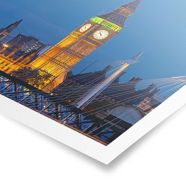 Wanddeko Esszimmer Big Ben und Westminster Palace in London bei Nacht