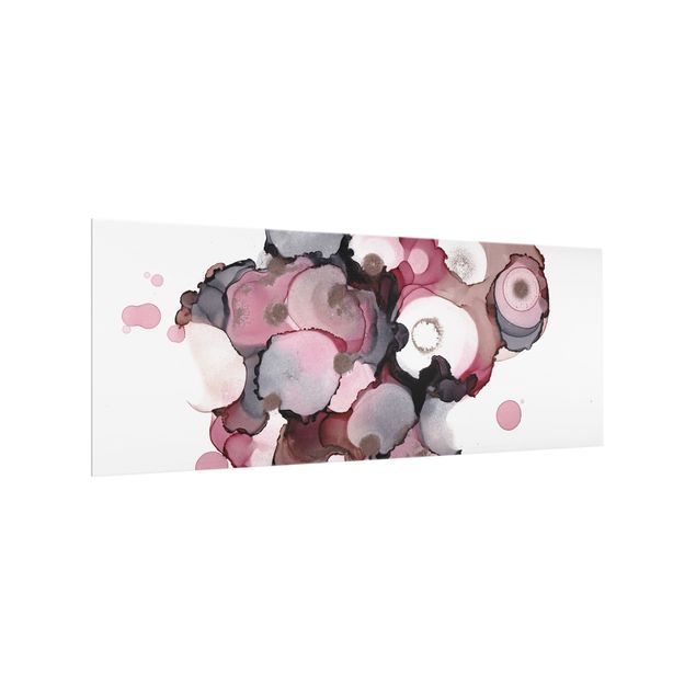 Wanddeko Kunst Pink-Beige Tropfen mit Roségold