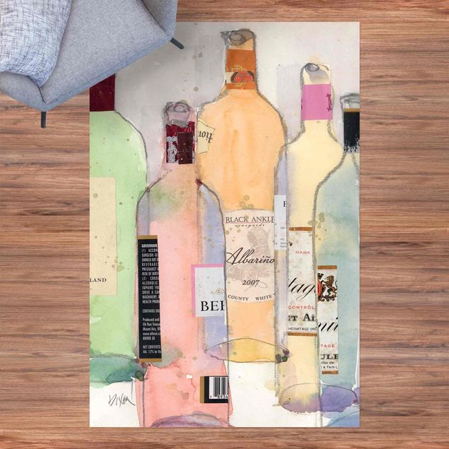 Wanddeko Esszimmer Weinflaschen in Wasserfarbe II