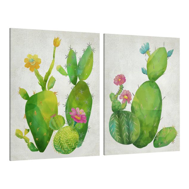 Wanddeko Esszimmer Kaktusfamilie Set II